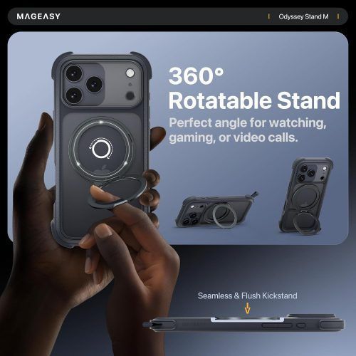Alternative view of Θήκη MagEasy Odyssey Stand M Magsafe Leatherette Midnight iPhone 17 Pro