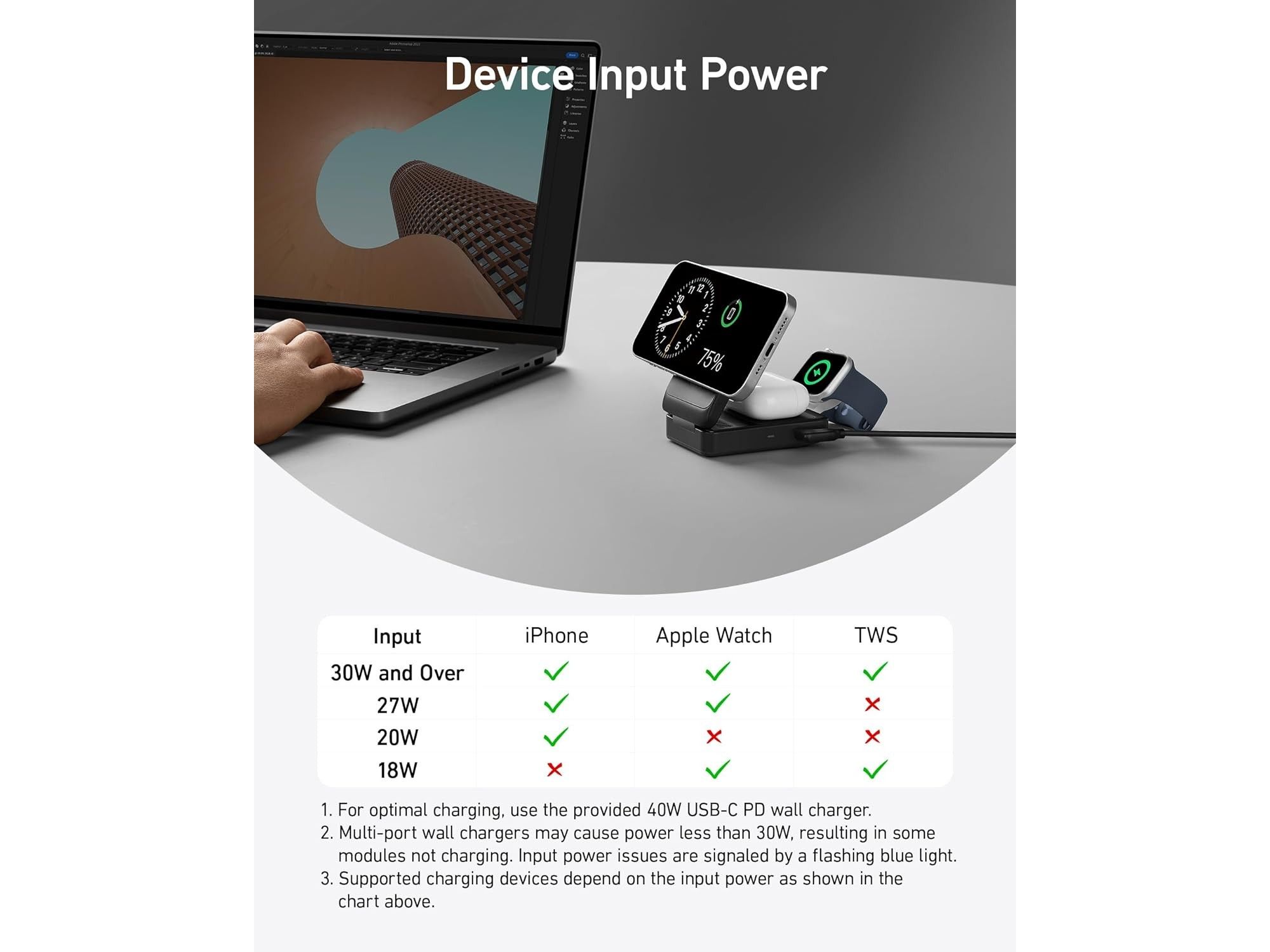 Anker Qi2 MagGo 3in1 Charging Station MFW Black APPLE WATCH Anker Anker Qi2 MagGo 3in1 Charging Station MFW Black - Image 7
