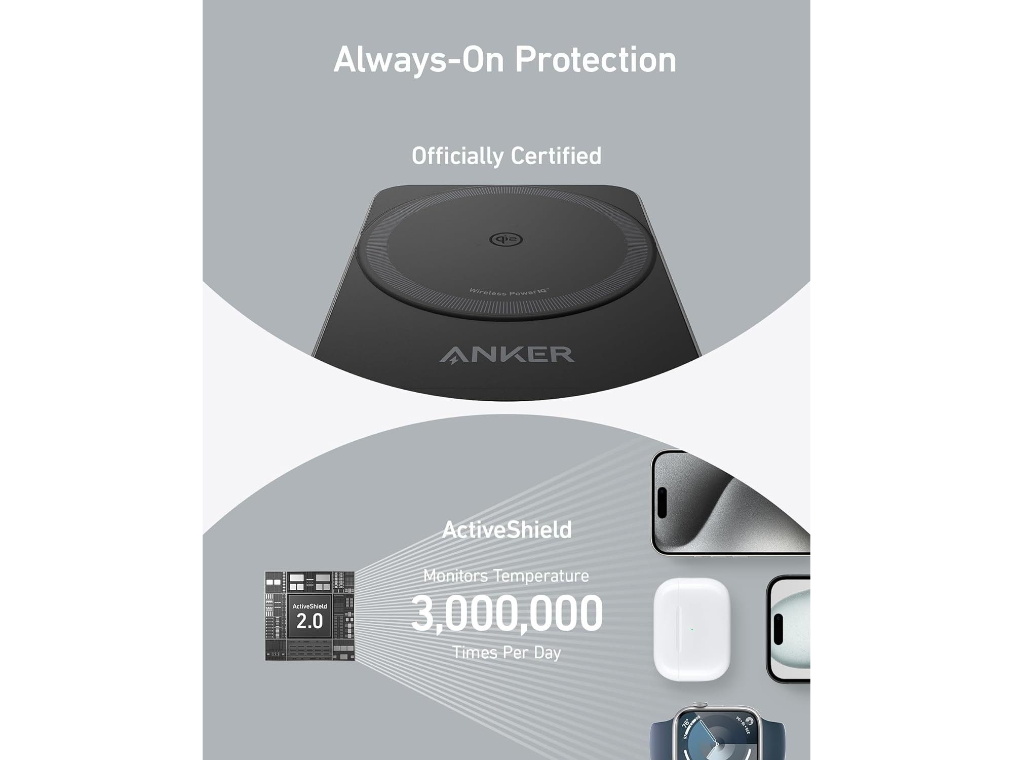 Anker Qi2 MagGo 3in1 Charging Station MFW Black APPLE WATCH Anker Anker Qi2 MagGo 3in1 Charging Station MFW Black - Image 8