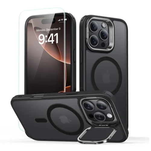 Full Protection Pro Set ESR Classic HaloLock MagSafe with Stash Stand Frosted Black iPhone 16 Pro Max ΘΗΚΕΣ ESR Full Protection Pro Set ESR Classic HaloLock MagSafe with Stash Stand Frosted Black iPhone 16 Pro Max