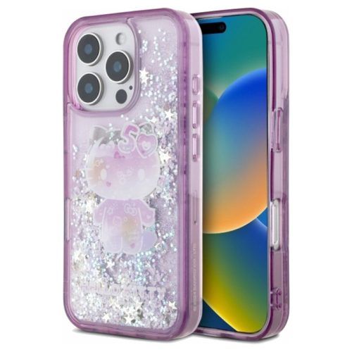 Θήκη Hello Kitty Liquid Glitter 50th Anniversary Party Clear Pink iPhone 16 Pro Max
