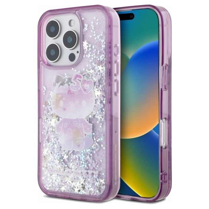 Θήκη Hello Kitty Liquid Glitter 50th Anniversary Party Clear Pink iPhone 16 Pro Max ΘΗΚΕΣ Hello Kitty Θήκη Hello Kitty Liquid Glitter 50th Anniversary Party Clear Pink iPhone 16 Pro Max
