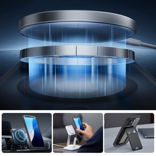 Alternative view of Full Protection Pro Set ESR Classic HaloLock MagSafe Frosted Black iPhone 16