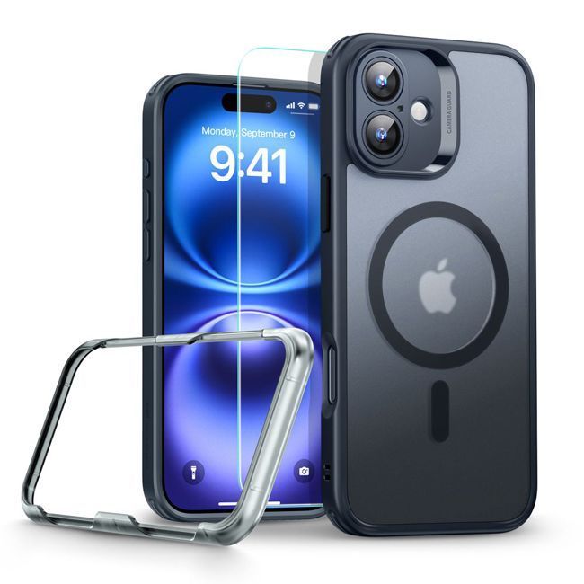 Full Protection Pro Set ESR Classic HaloLock MagSafe Frosted Black iPhone 16 ΘΗΚΕΣ ESR Full Protection Pro Set ESR Classic HaloLock MagSafe Frosted Black iPhone 16
