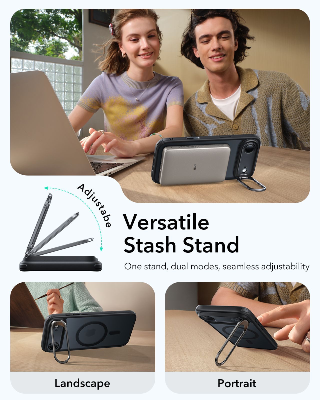 Θήκη ESR Classic Hybrid with Stash Stand (Camera Control Button) HaloLock MagSafe Frosted Black iPhone Air ΘΗΚΕΣ ESR Θήκη ESR Classic Hybrid with Stash Stand (Camera Control Button) HaloLock MagSafe Frosted Black iPhone Air - Image 6
