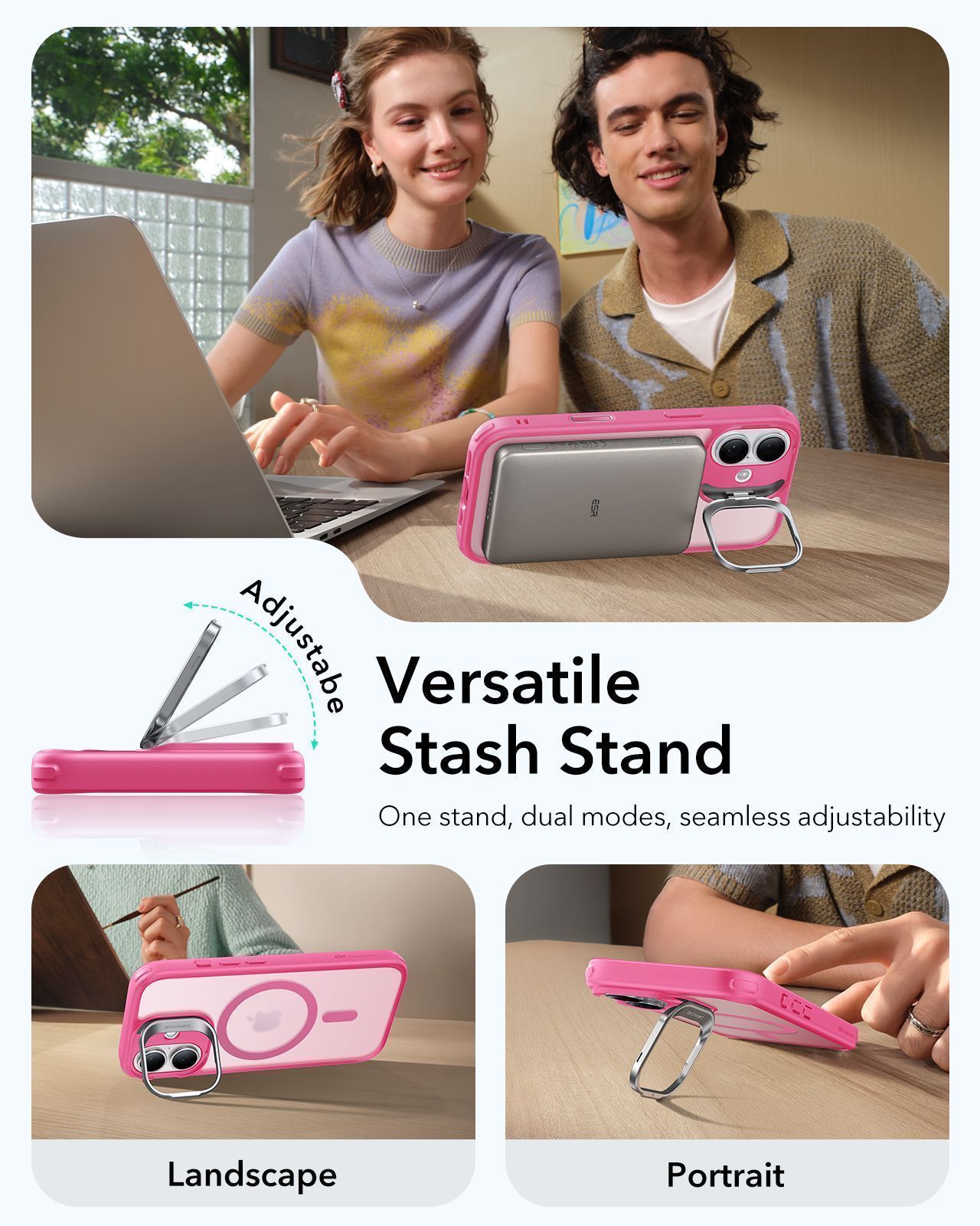 Θήκη ESR Classic Hybrid with Stash Stand (Camera Control Button) HaloLock MagSafe Frosted Pink iPhone 17 ΘΗΚΕΣ ESR Θήκη ESR Classic Hybrid with Stash Stand (Camera Control Button) HaloLock MagSafe Frosted Pink iPhone 17 - Image 4
