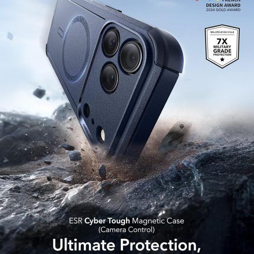 Alternative view of Θήκη ESR Cyber Tough with Camera Control Button Magsafe Blue iPhone 17 Pro
