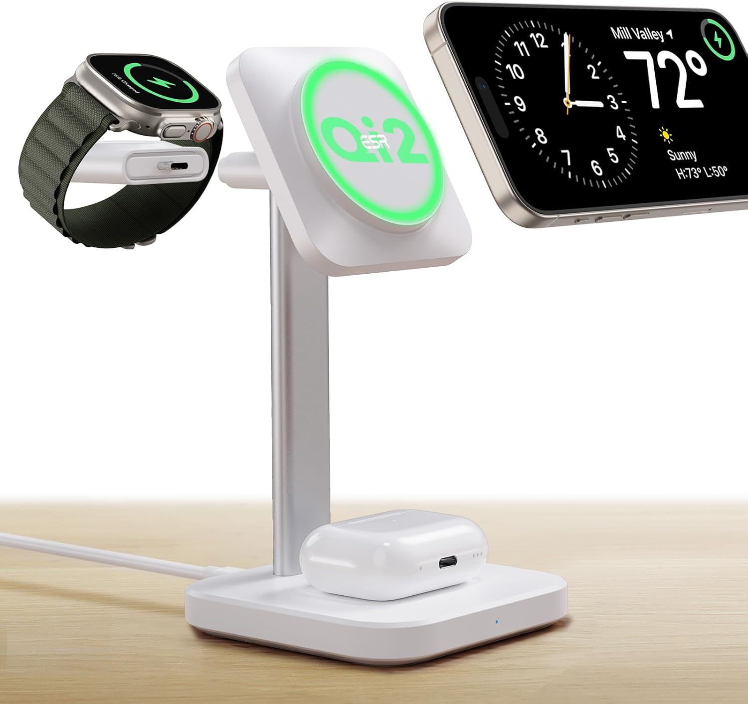 ESR Qi2 MagSafe 3-in-1 Wireless Charging Set White APPLE WATCH ESR ESR Qi2 MagSafe 3-in-1 Wireless Charging Set White