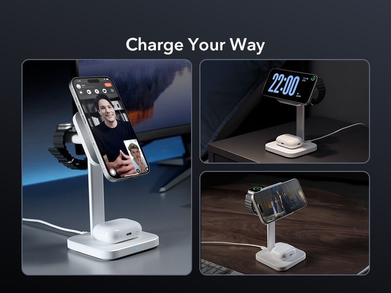 ESR Qi2 MagSafe 3-in-1 Wireless Charging Set White APPLE WATCH ESR ESR Qi2 MagSafe 3-in-1 Wireless Charging Set White - Image 6