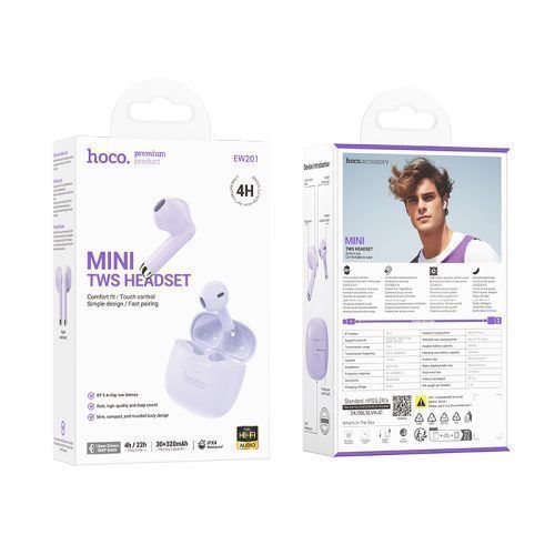 Alternative view of Hoco Wireless Earbuds Graceful BlueTooth v5.4 Taro Purple (EW201)