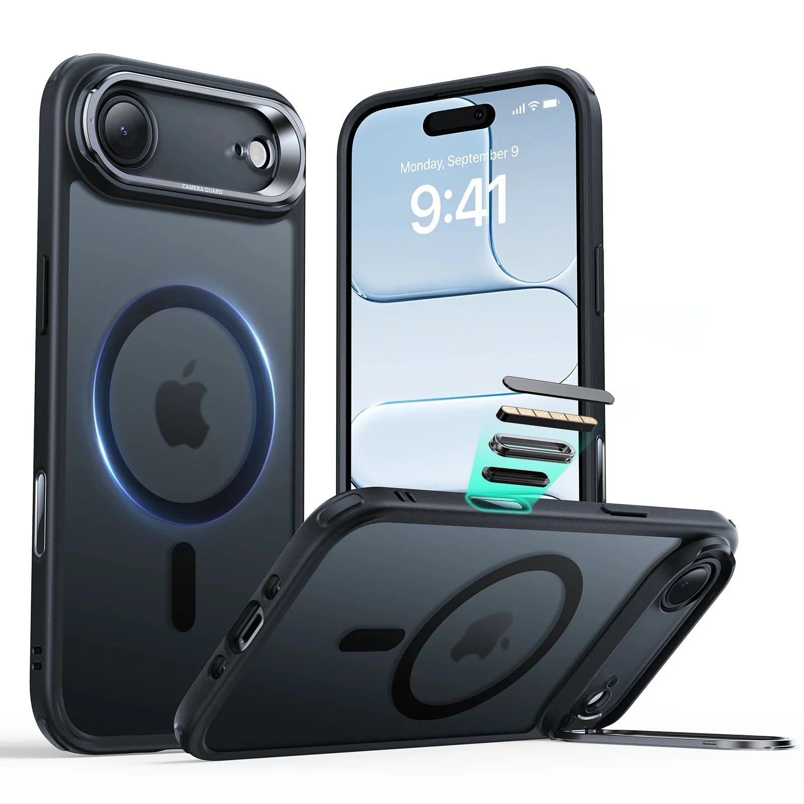 Θήκη ESR Classic Hybrid with Stash Stand (Camera Control Button) HaloLock MagSafe Frosted Black iPhone Air ΘΗΚΕΣ ESR Θήκη ESR Classic Hybrid with Stash Stand (Camera Control Button) HaloLock MagSafe Frosted Black iPhone Air