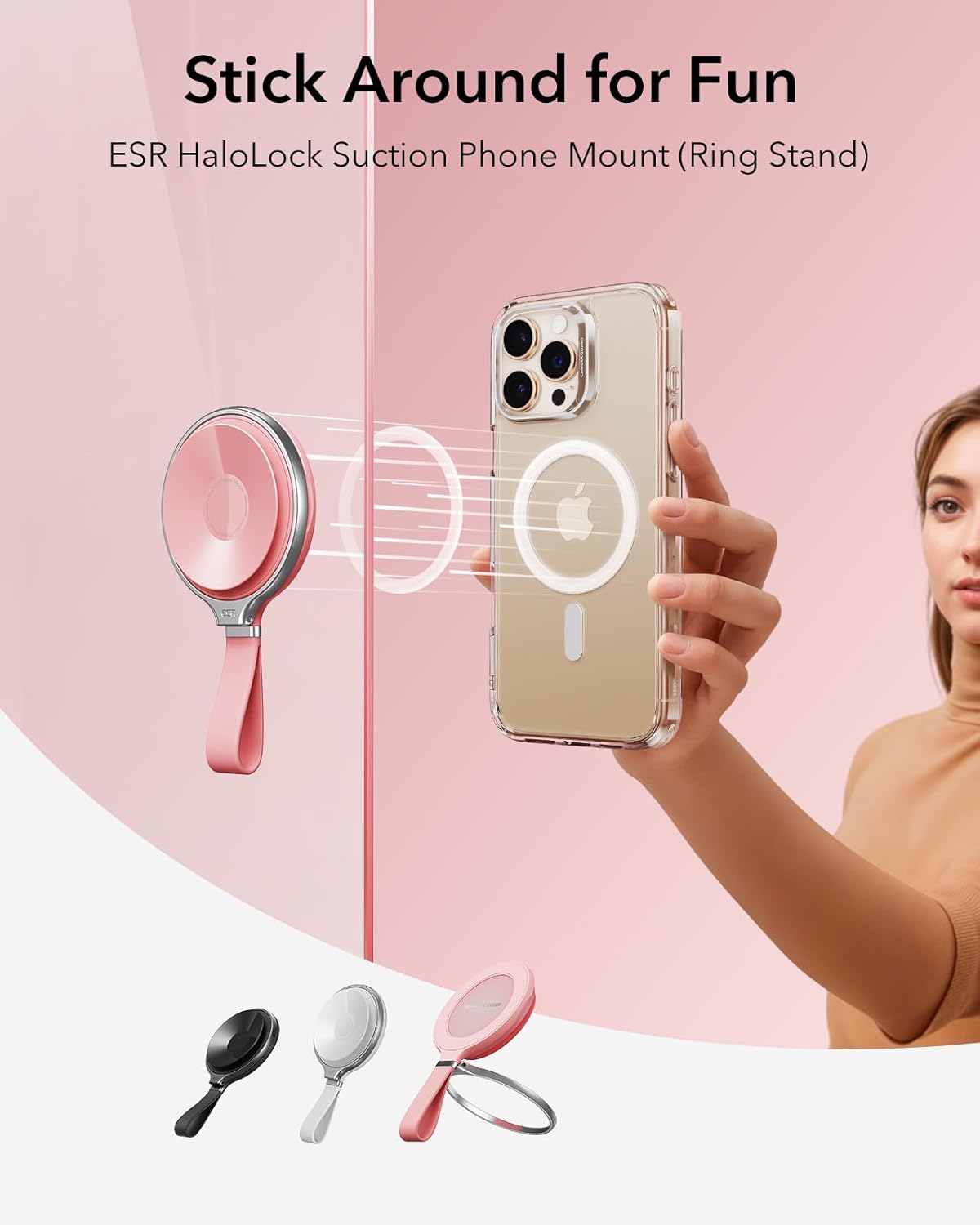 ESR Suction Cup Phone Mount HaloLock MagSafe Pink MAGSAFE GADGETS ESR ESR Suction Cup Phone Mount HaloLock MagSafe Pink - Image 9