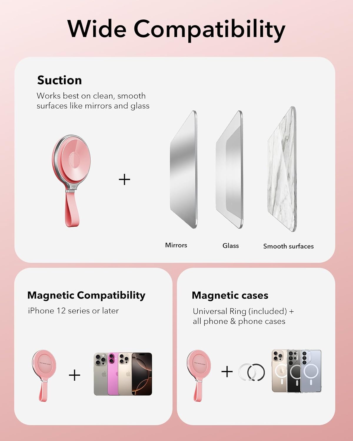 ESR Suction Cup Phone Mount HaloLock MagSafe Pink MAGSAFE GADGETS ESR ESR Suction Cup Phone Mount HaloLock MagSafe Pink - Image 5