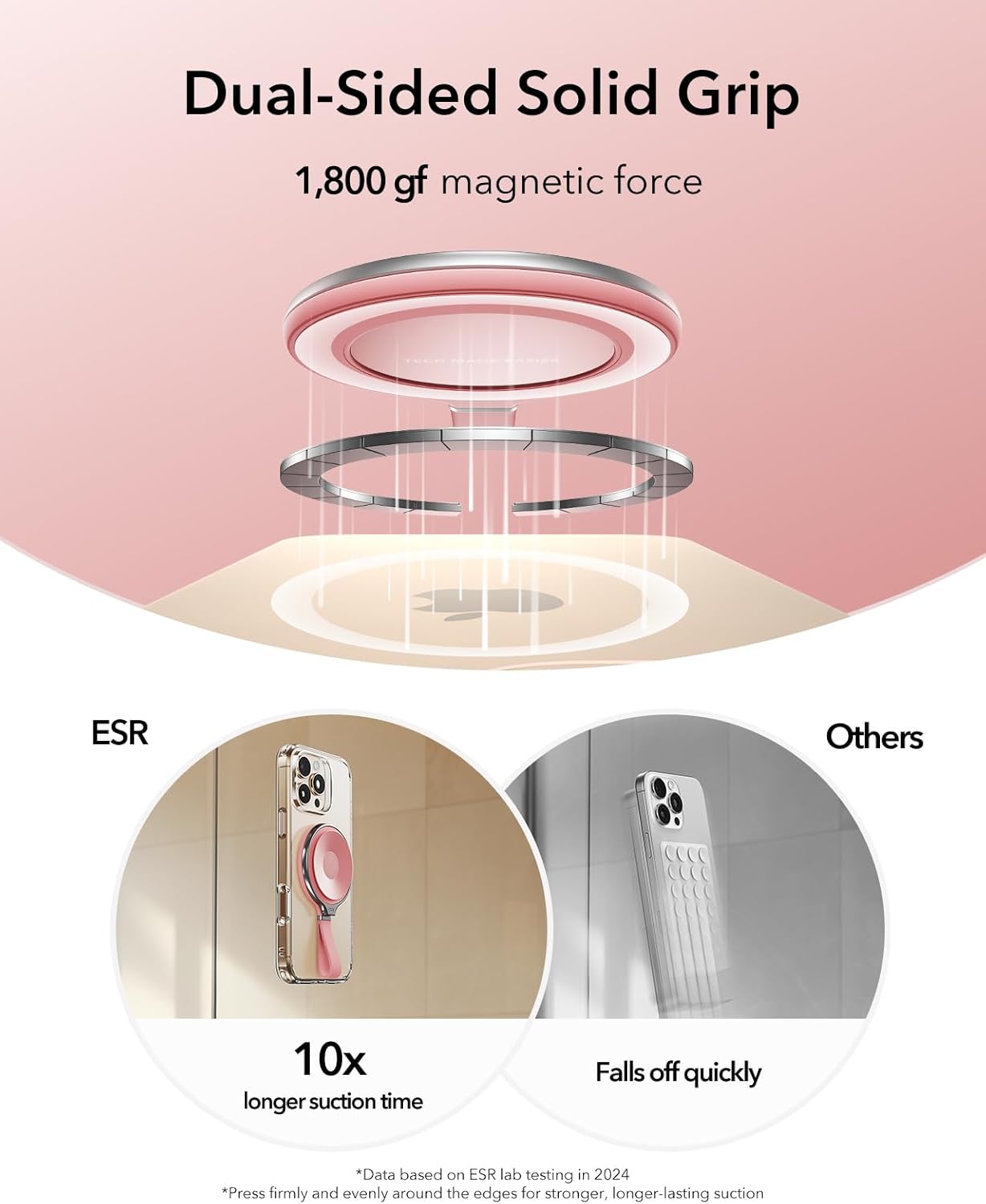 ESR Suction Cup Phone Mount HaloLock MagSafe Pink MAGSAFE GADGETS ESR ESR Suction Cup Phone Mount HaloLock MagSafe Pink - Image 4