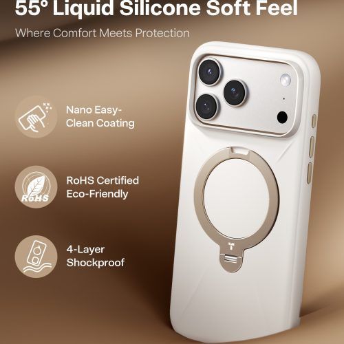 Alternative view of Θήκη Torras Ostand Spin Silicone MagSafe Baby Powder iPhone 17 Pro Max