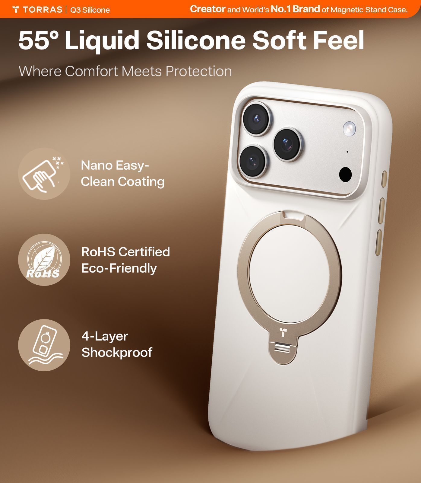Θήκη Torras Ostand Spin Silicone MagSafe Baby Powder iPhone 17 Pro Max ΘΗΚΕΣ TORRAS Θήκη Torras Ostand Spin Silicone MagSafe Baby Powder iPhone 17 Pro Max - Image 2