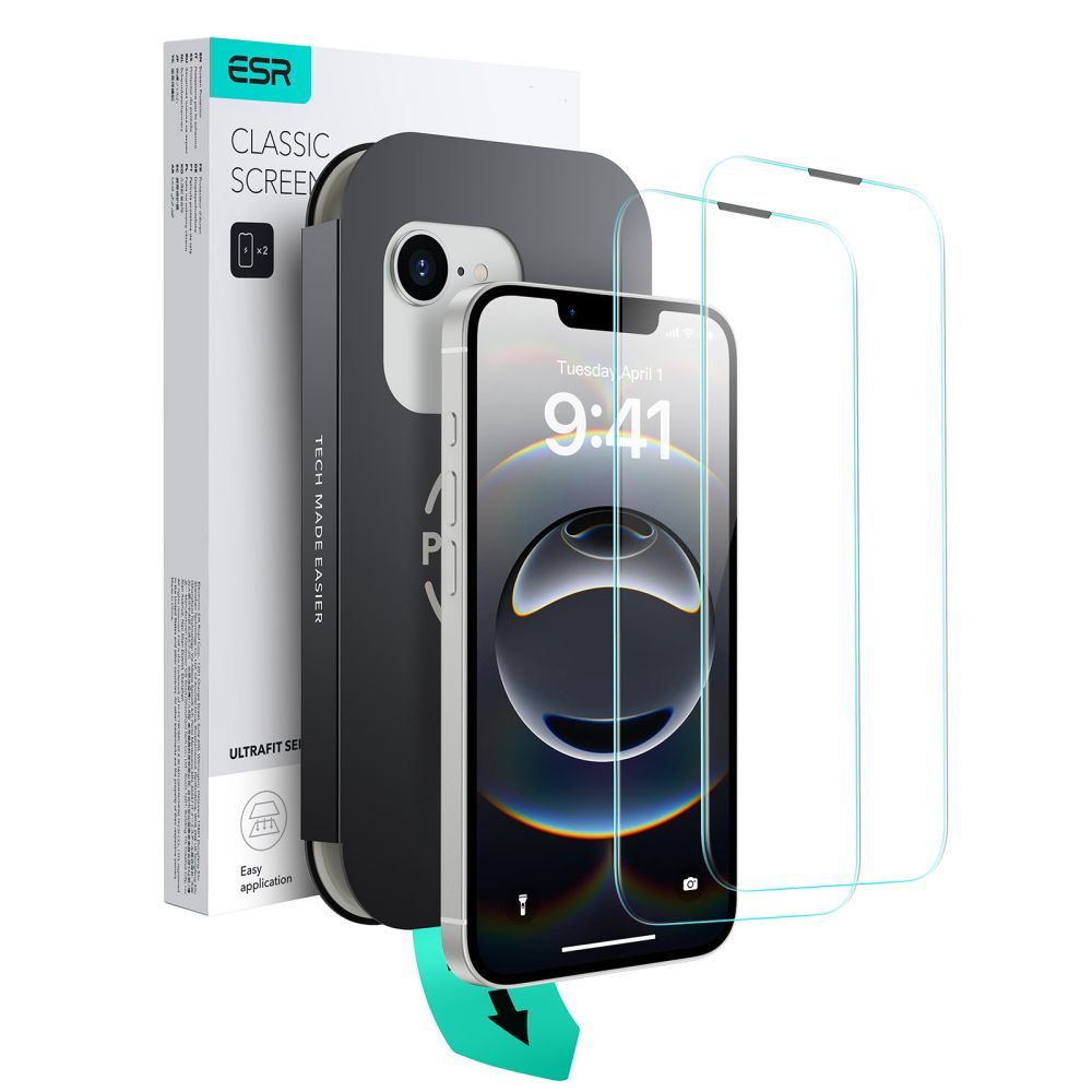 ESR UltraFit Classic Tempered Glass iPhone 17e/16e/13/13 Pro/14 (2-Pack) ΠΡΟΣΤΑΣΙΑ ΟΘΟΝΗΣ ESR ESR UltraFit Classic Tempered Glass iPhone 17e/16e/13/13 Pro/14 (2-Pack)