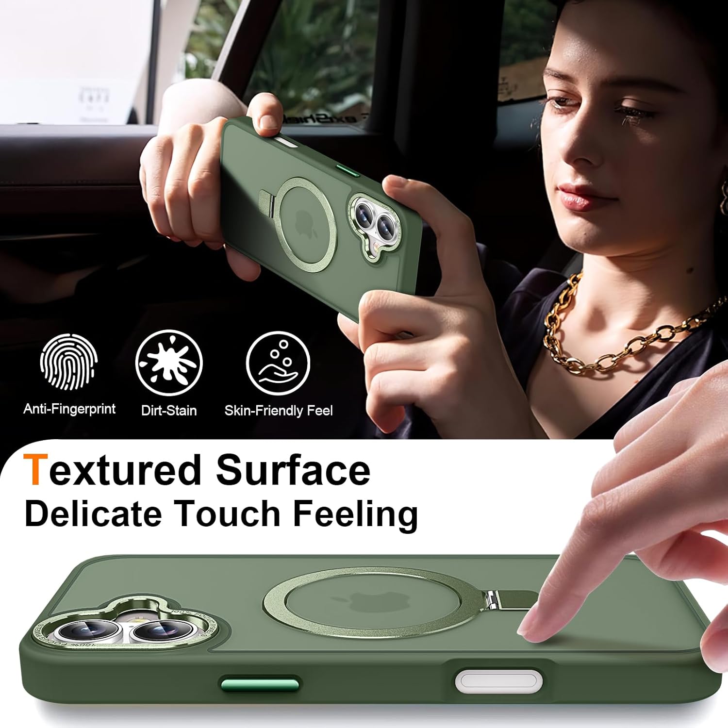 Θήκη Orso Ostand Hybrid Focus Frosted Forest Green iPhone 17 ΘΗΚΕΣ Orso Θήκη Orso Ostand Hybrid Focus Frosted Forest Green iPhone 17 - Image 3