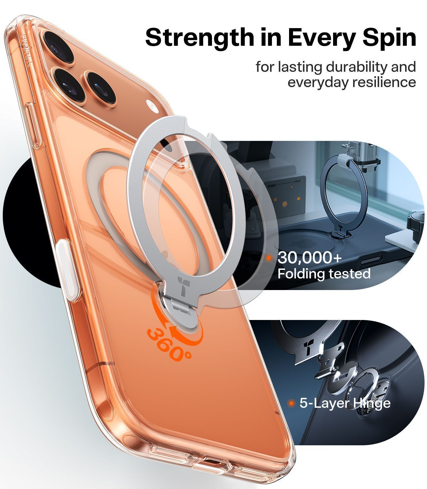 Θήκη Torras Ostand Spin MagSafe Clear iPhone 17 Pro ΘΗΚΕΣ TORRAS Θήκη Torras Ostand Spin MagSafe Clear iPhone 17 Pro - Image 5