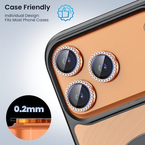 Alternative view of Orso Lens Camera Tempered Glass Cyan Diamonds iPhone 17 Pro/17 Pro Max