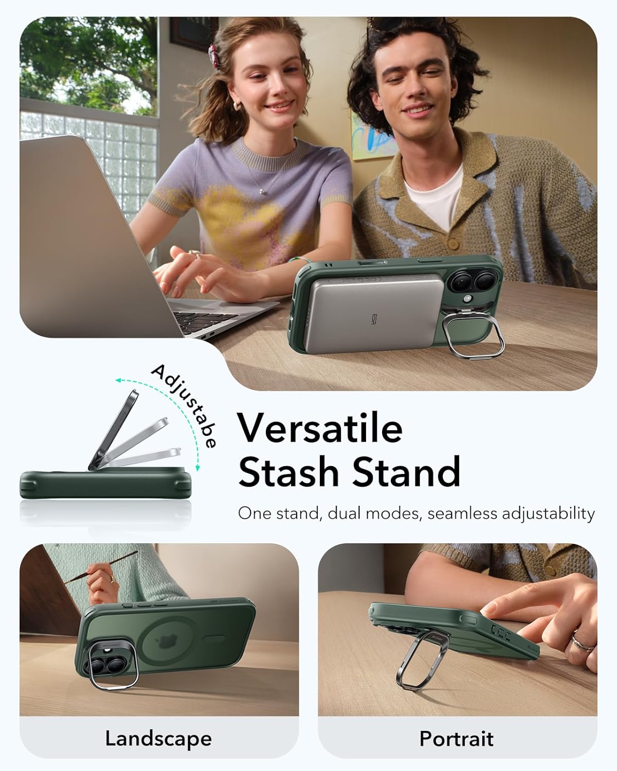 Θήκη ESR Classic Hybrid with Stash Stand (Camera Control Button) HaloLock MagSafe Frosted Green iPhone 17 ΘΗΚΕΣ ESR Θήκη ESR Classic Hybrid with Stash Stand (Camera Control Button) HaloLock MagSafe Frosted Green iPhone 17 - Image 5