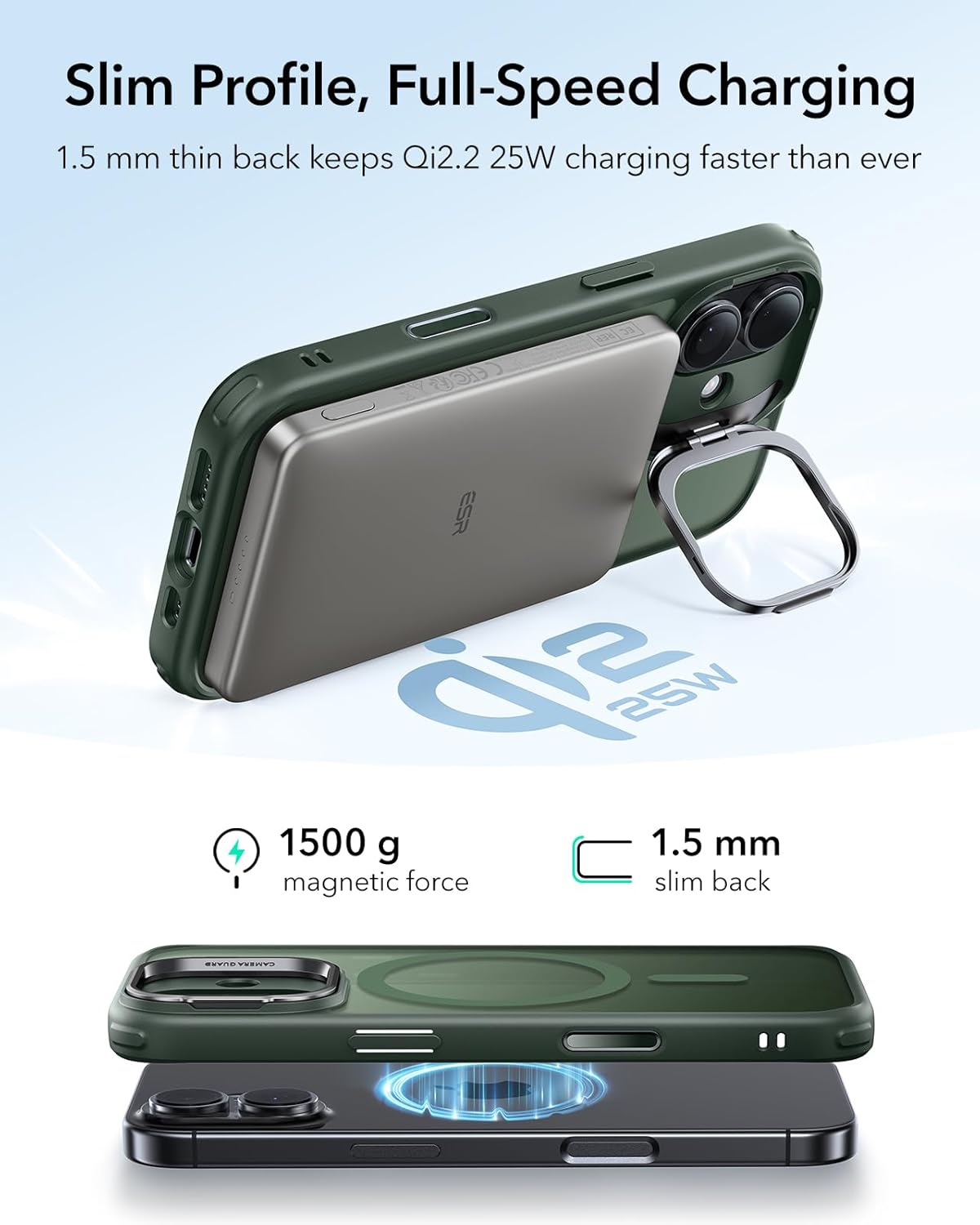 Θήκη ESR Classic Hybrid with Stash Stand (Camera Control Button) HaloLock MagSafe Frosted Green iPhone 17 ΘΗΚΕΣ ESR Θήκη ESR Classic Hybrid with Stash Stand (Camera Control Button) HaloLock MagSafe Frosted Green iPhone 17 - Image 6