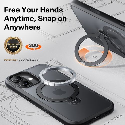 Alternative view of Θήκη Torras Ostand Spin MagSafe Black iPhone 17