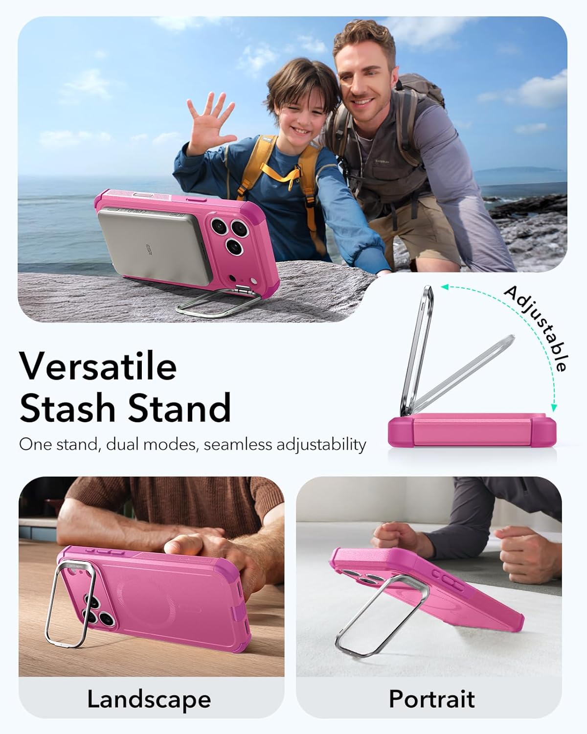 Θήκη ESR Cyber Tough (Stash Stand, Camera Control Button) Magsafe Rosy Pink iPhone 17 Pro Max ΘΗΚΕΣ ESR Θήκη ESR Cyber Tough (Stash Stand, Camera Control Button) Magsafe Rosy Pink iPhone 17 Pro Max - Image 6