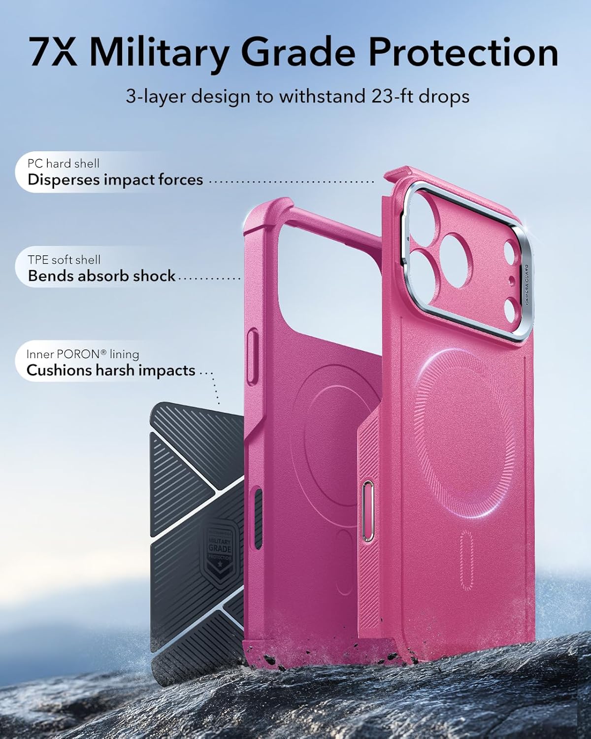 Θήκη ESR Cyber Tough (Stash Stand, Camera Control Button) Magsafe Rosy Pink iPhone 17 Pro Max ΘΗΚΕΣ ESR Θήκη ESR Cyber Tough (Stash Stand, Camera Control Button) Magsafe Rosy Pink iPhone 17 Pro Max - Image 4