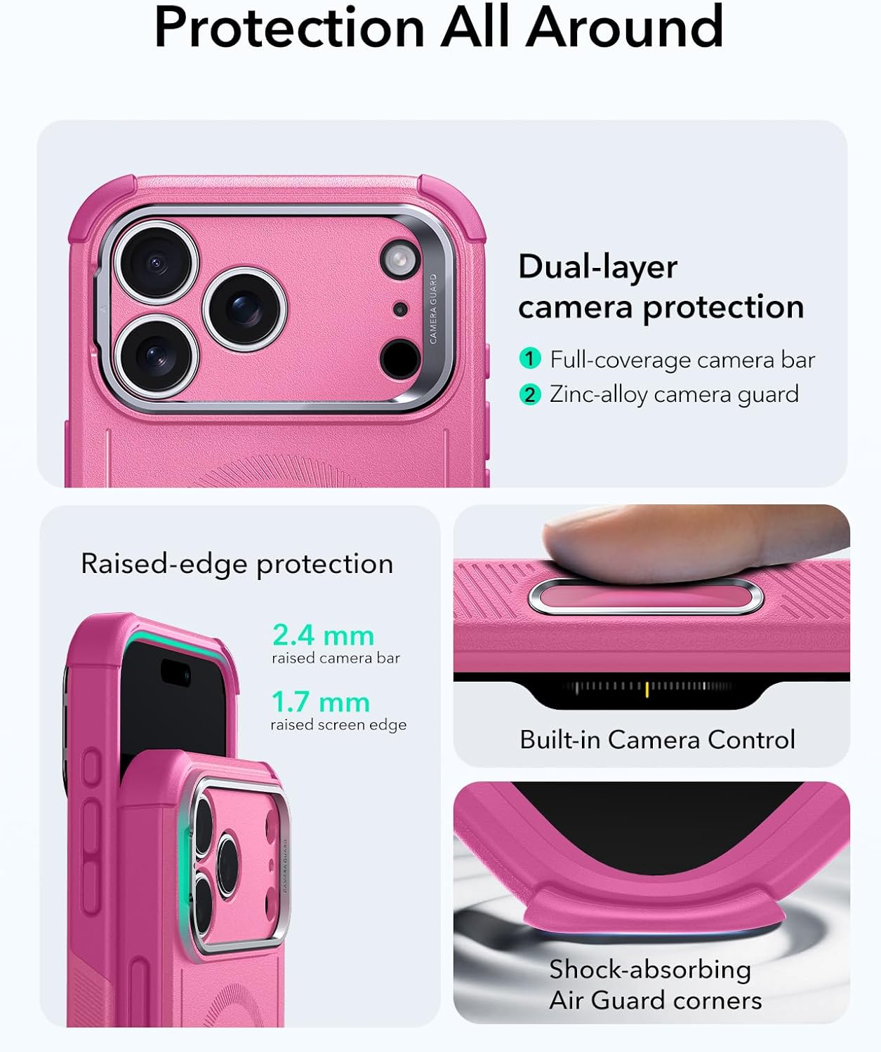 Θήκη ESR Cyber Tough (Stash Stand, Camera Control Button) Magsafe Rosy Pink iPhone 17 Pro Max ΘΗΚΕΣ ESR Θήκη ESR Cyber Tough (Stash Stand, Camera Control Button) Magsafe Rosy Pink iPhone 17 Pro Max - Image 3