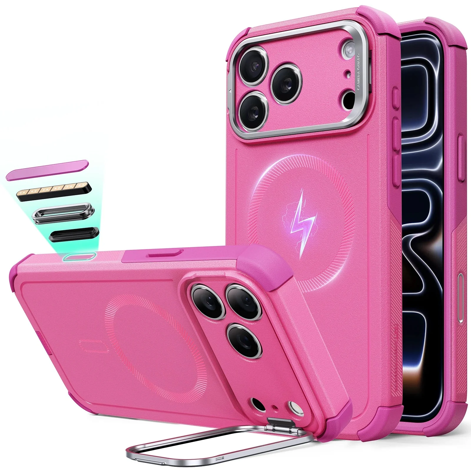 Θήκη ESR Cyber Tough (Stash Stand, Camera Control Button) Magsafe Rosy Pink iPhone 17 Pro Max ΘΗΚΕΣ ESR Θήκη ESR Cyber Tough (Stash Stand, Camera Control Button) Magsafe Rosy Pink iPhone 17 Pro Max