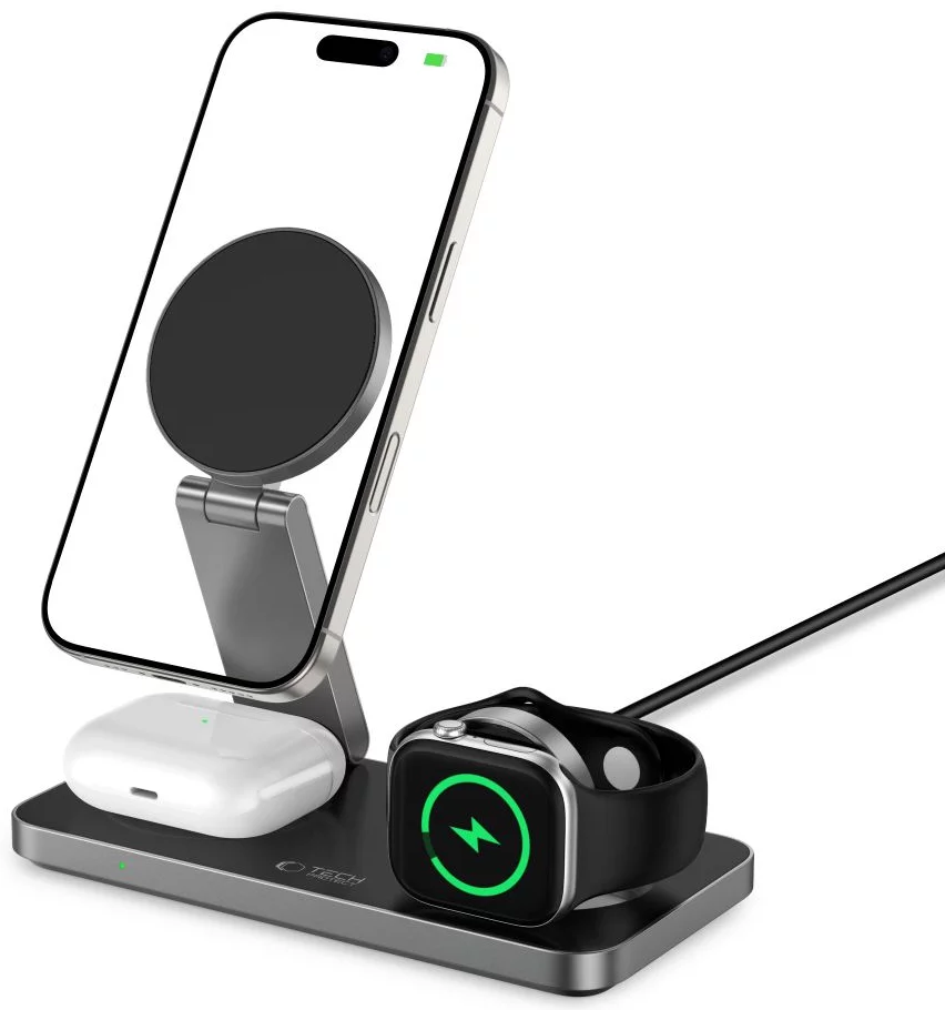 Tech-Protect 3in1 Magnetic Magsafe Wireless Charger 15W Black (W-A47) APPLE WATCH Tech-Protect Tech-Protect 3in1 Magnetic Magsafe Wireless Charger 15W Black (W-A47) - Image 5