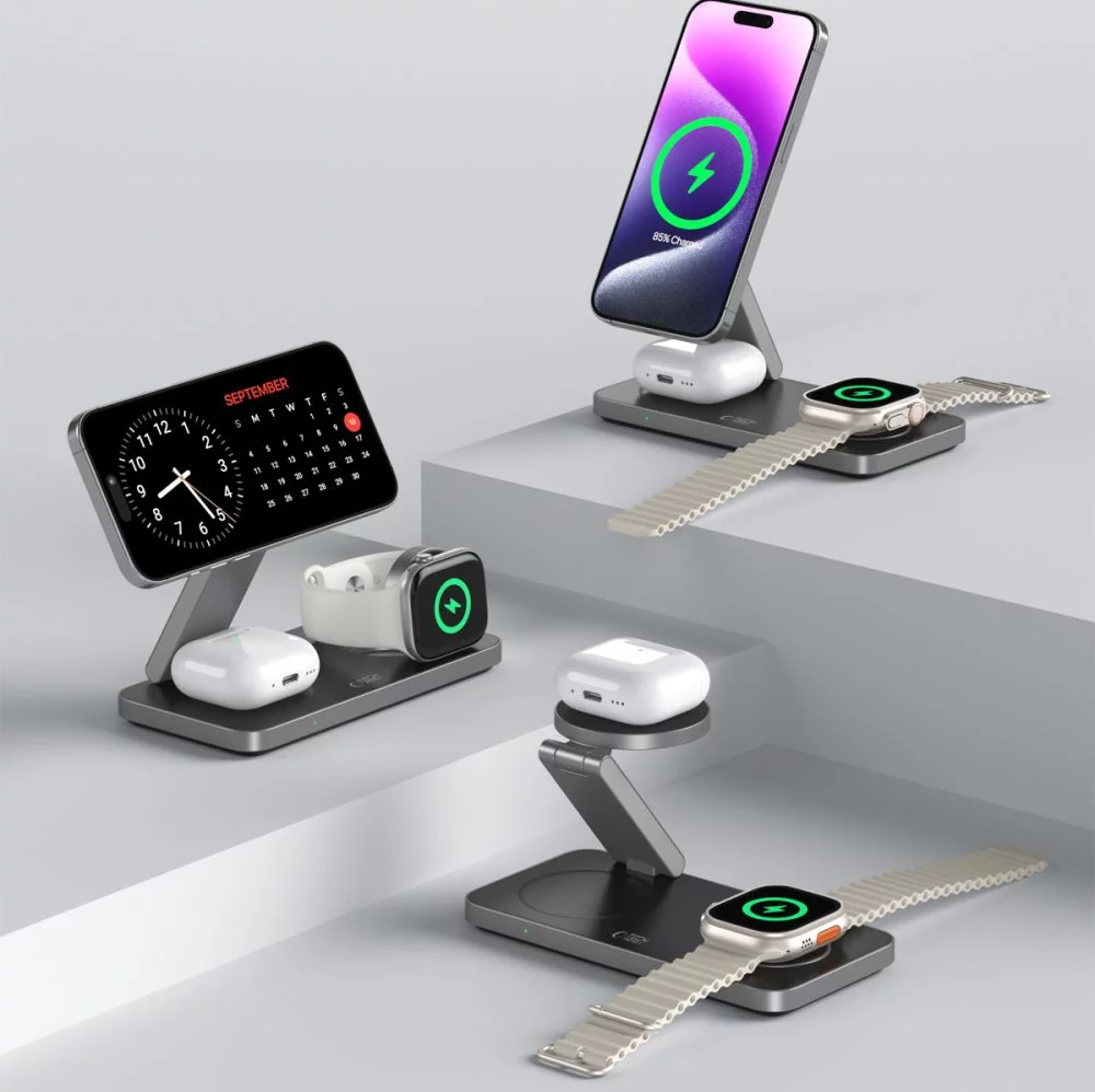 Tech-Protect 3in1 Magnetic Magsafe Wireless Charger 15W Black (W-A47) APPLE WATCH Tech-Protect Tech-Protect 3in1 Magnetic Magsafe Wireless Charger 15W Black (W-A47) - Image 3