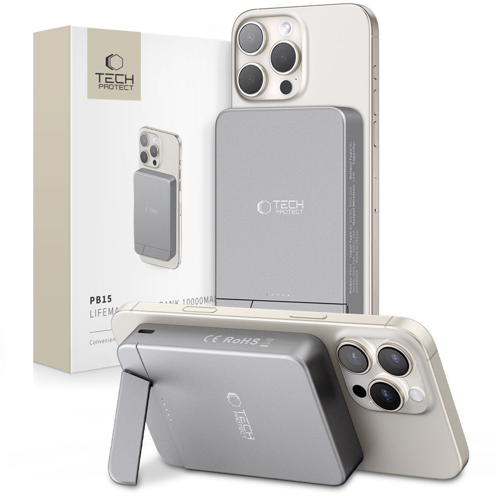 Tech-Protect LifeMag Magnetic PowerBank 10000mAh Space Grey (PB15) POWERBANK MAGSAFE Tech-Protect Tech-Protect LifeMag Magnetic PowerBank 10000mAh Space Grey (PB15)