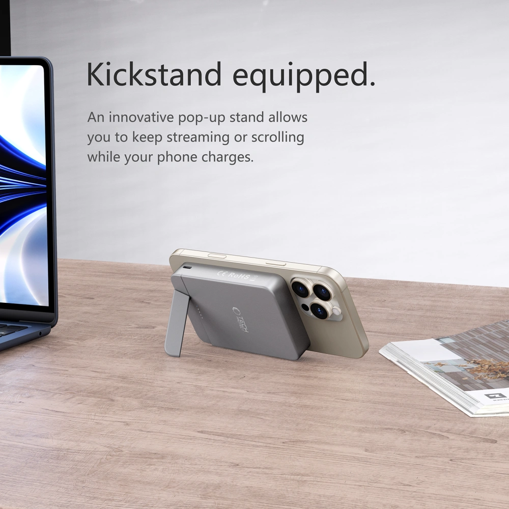 Tech-Protect LifeMag Magnetic PowerBank 10000mAh Space Grey (PB15) POWERBANK MAGSAFE Tech-Protect Tech-Protect LifeMag Magnetic PowerBank 10000mAh Space Grey (PB15) - Image 2