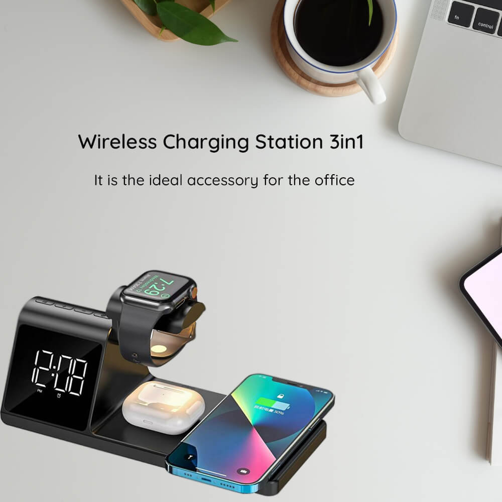 Havit Wireless Charging Station 3in1 with Clock Display 15W Black (W3042) ΑΞΕΣΟΥΑΡ Havit Havit Wireless Charging Station 3in1 with Clock Display 15W Black (W3042) - Image 3