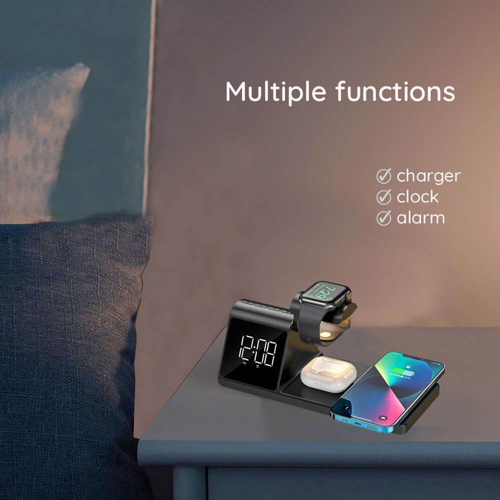 Havit Wireless Charging Station 3in1 with Clock Display 15W Black (W3042) ΑΞΕΣΟΥΑΡ Havit Havit Wireless Charging Station 3in1 with Clock Display 15W Black (W3042) - Image 2