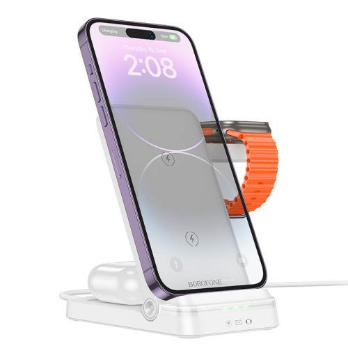 Borofone Foldble Wireless Charging Station 3in1 White (BQ33) APPLE WATCH Borofone Borofone Foldble Wireless Charging Station 3in1 White (BQ33)