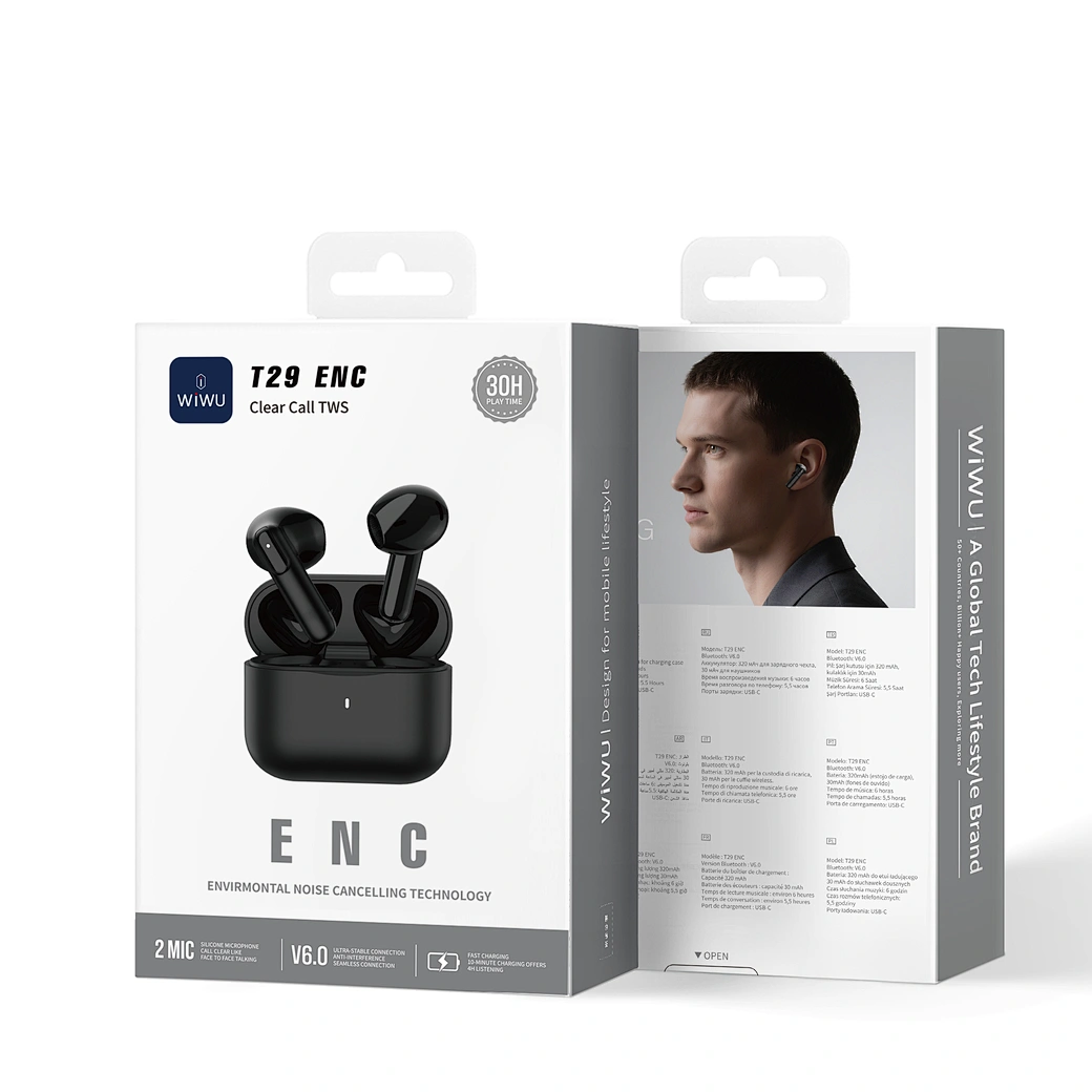 WiWU TWS Wireless Earbuds T29 ENC Black STOCK OFFERS WIWU WiWU TWS Wireless Earbuds T29 ENC Black - Image 3