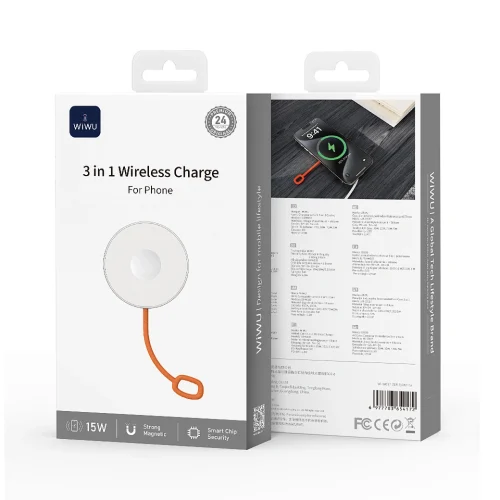 Alternative view of WiWU 3in1 Ultra Thin Magnetic Charger White (W037)
