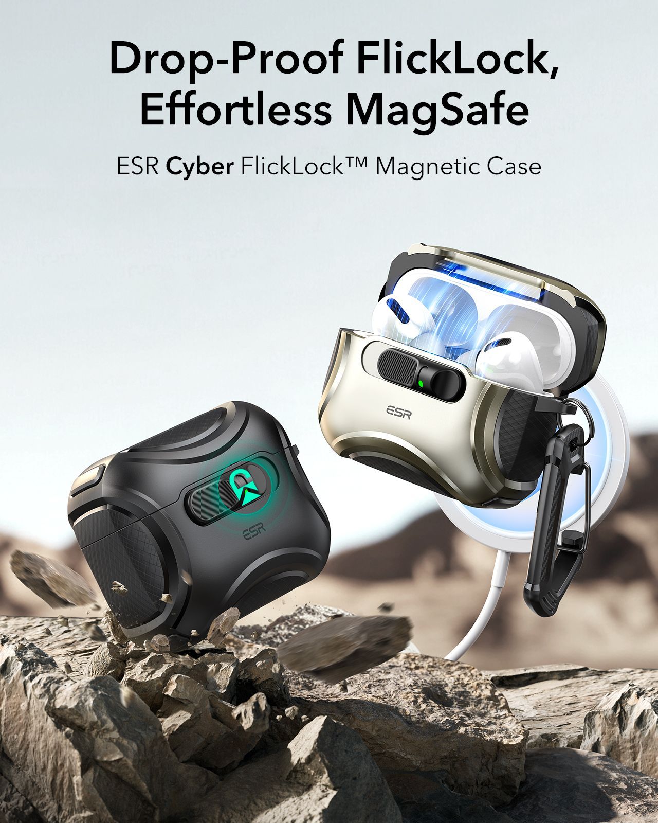 Θήκη ESR AirPods Pro 3 Cyber Armor Titanium (Magsafe Compatible) APPLE AIRPODS ESR Θήκη ESR AirPods Pro 3 Cyber Armor Titanium (Magsafe Compatible) - Image 5