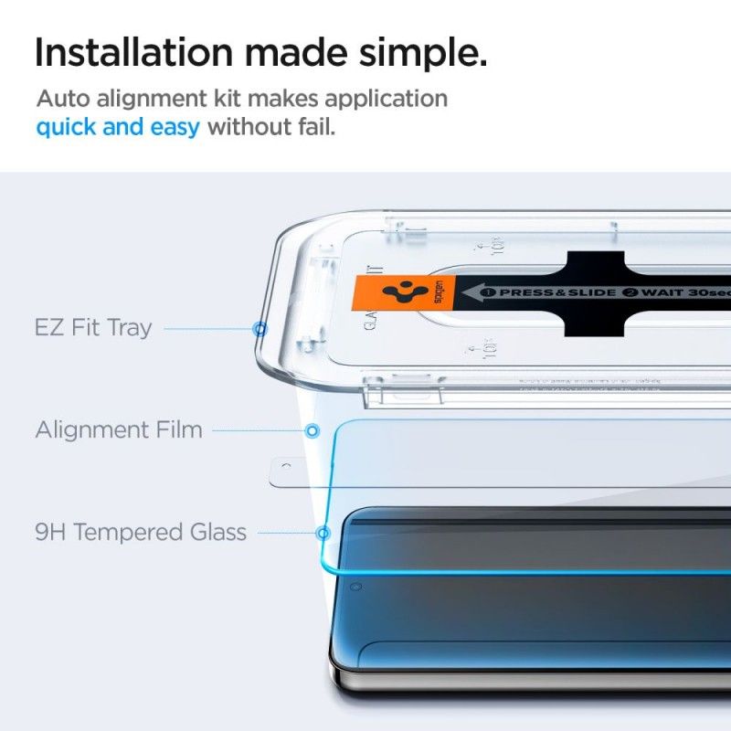 Spigen EZ Fit GLAS.tR Tempered Glass Samsung Galaxy S24/S25 ΠΡΟΣΤΑΣΙΑ ΟΘΟΝΗΣ Spigen Spigen EZ Fit GLAS.tR Tempered Glass Samsung Galaxy S24/S25 - Image 4