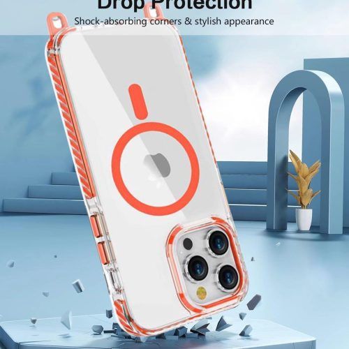 Alternative view of Θήκη Orso Detachable Lanyard Magsafe Clear Orange iPhone 15