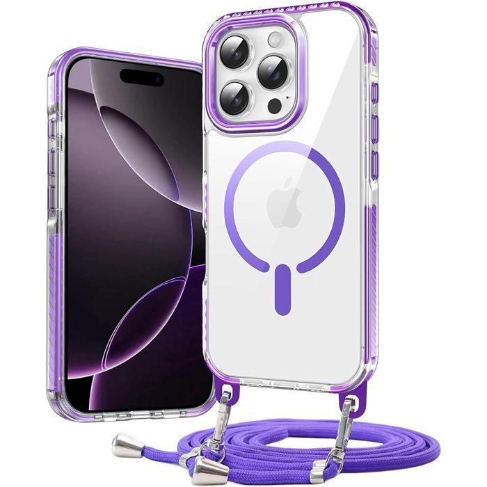 Θήκη Orso Detachable Lanyard Magsafe Clear Purple iPhone 15 ΘΗΚΕΣ Orso Θήκη Orso Detachable Lanyard Magsafe Clear Purple iPhone 15