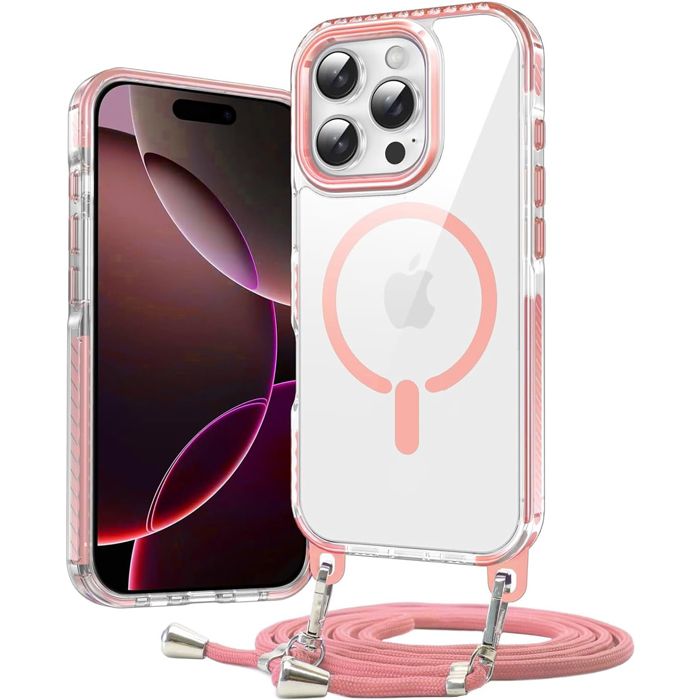 Θήκη Orso Detachable Lanyard Magsafe Clear Pink iPhone 13/14 ΘΗΚΕΣ Orso Θήκη Orso Detachable Lanyard Magsafe Clear Pink iPhone 13/14