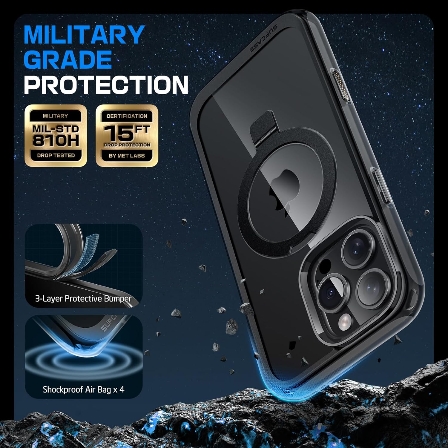 Θήκη Supcase Unicorn Beetle MAG Stand Slim Clear Black iPhone 16 Pro ΘΗΚΕΣ SUPCASE Θήκη Supcase Unicorn Beetle MAG Stand Slim Clear Black iPhone 16 Pro - Image 7