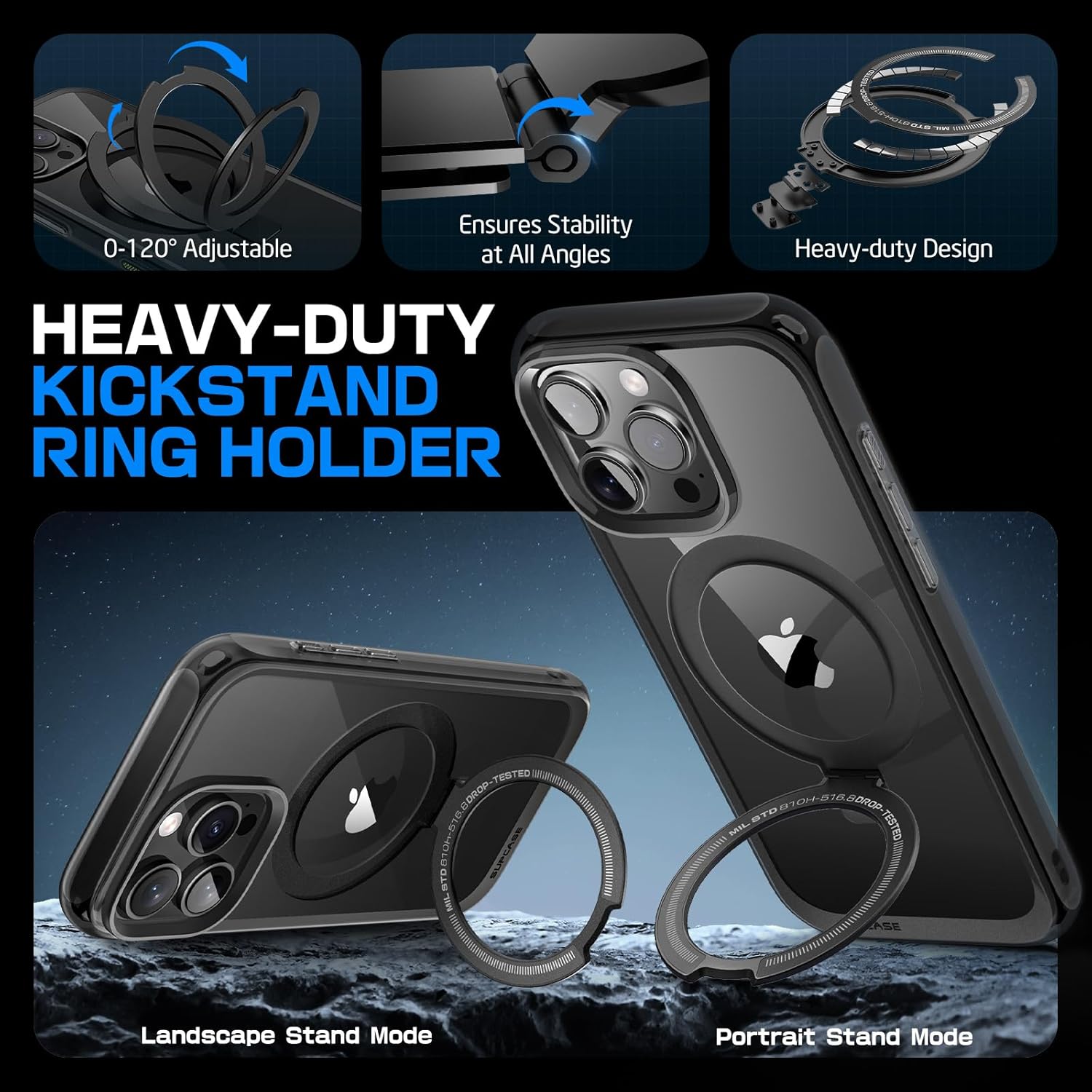 Θήκη Supcase Unicorn Beetle MAG Stand Slim Clear Black iPhone 16 Pro ΘΗΚΕΣ SUPCASE Θήκη Supcase Unicorn Beetle MAG Stand Slim Clear Black iPhone 16 Pro - Image 6