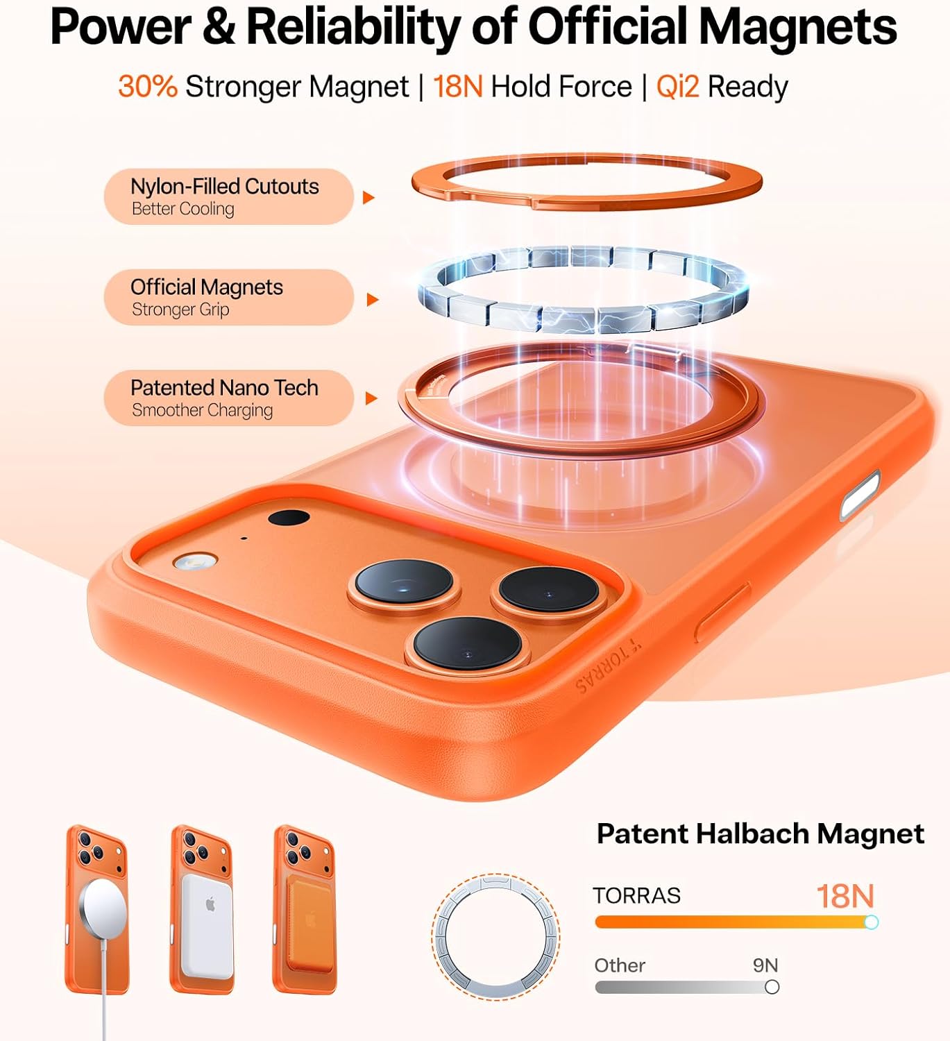 Θήκη Torras Ostand Pro MagSafe Energy Orange iPhone 17 Pro ΘΗΚΕΣ TORRAS Θήκη Torras Ostand Pro MagSafe Energy Orange iPhone 17 Pro - Image 4