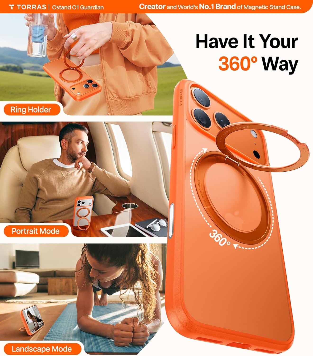 Θήκη Torras Ostand Pro MagSafe Energy Orange iPhone 17 Pro ΘΗΚΕΣ TORRAS Θήκη Torras Ostand Pro MagSafe Energy Orange iPhone 17 Pro - Image 3