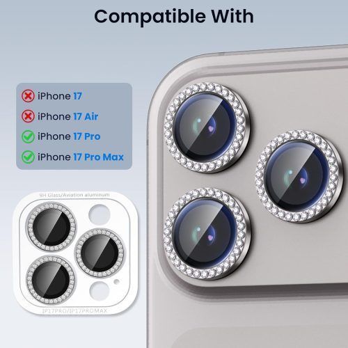 Alternative view of Orso Lens Camera Tempered Glass Titanium Diamonds iPhone 17 Pro/17 Pro Max